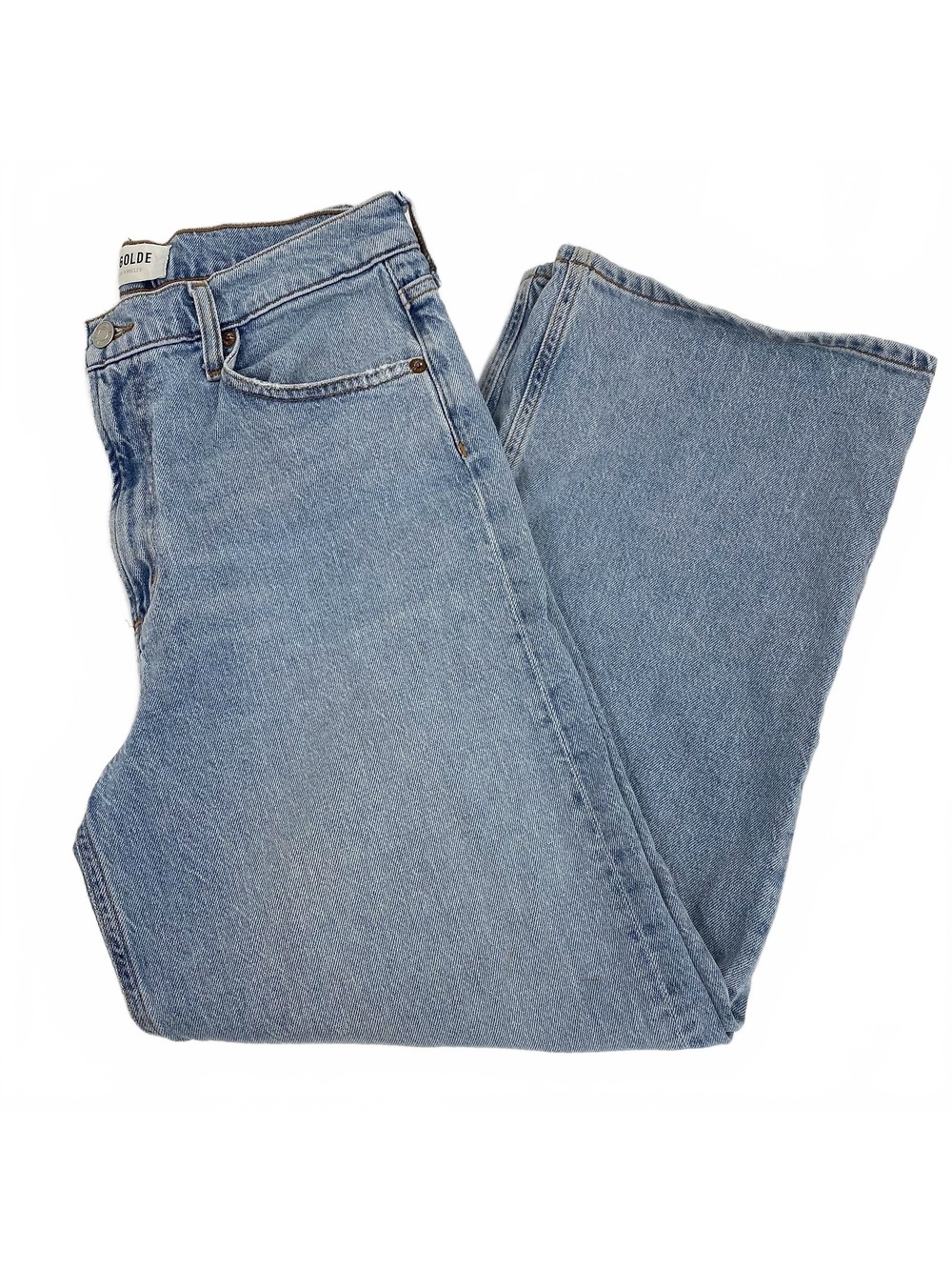 Agolde Light Wash Straight Leg Jeans | Womens 29 Regular Wool Turkey Cotton - Picture 9 of 9